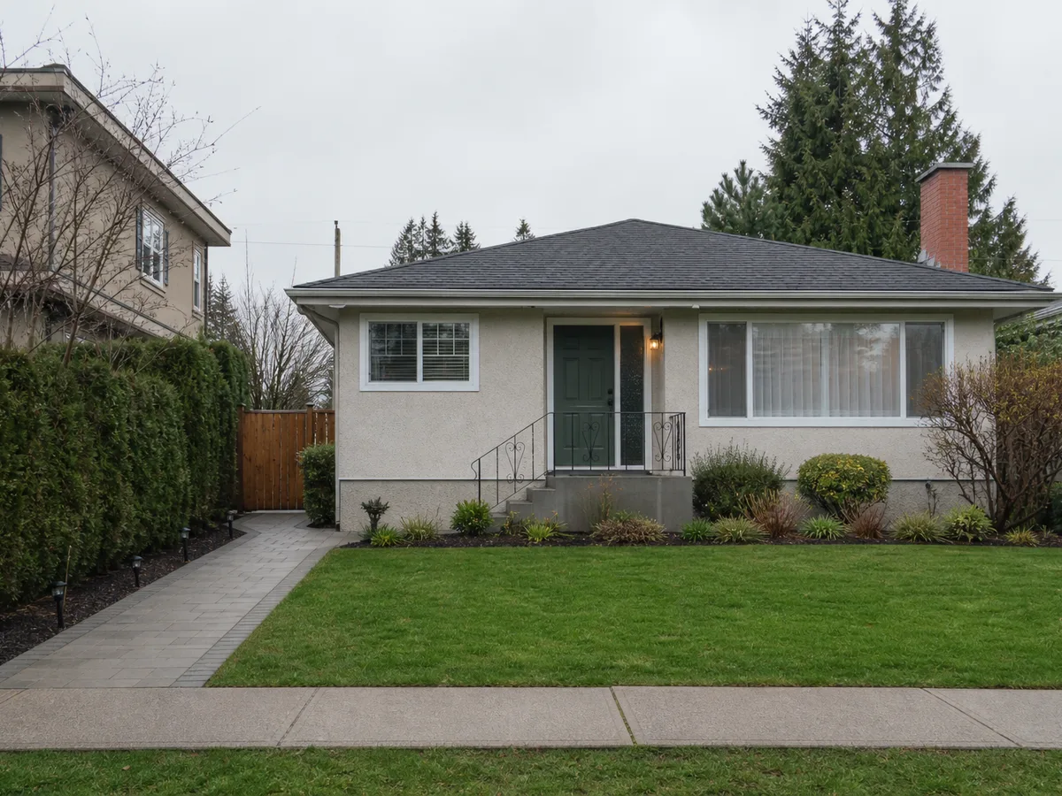 Front yard with new shared path after multiplex work, Coquitlam