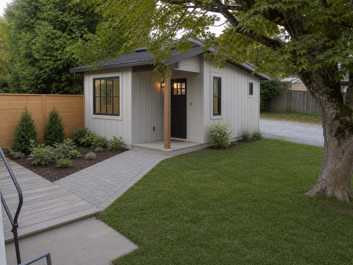 Single-level accessible laneway home with step-free entry in the backyard, Dunbar, Vancouver