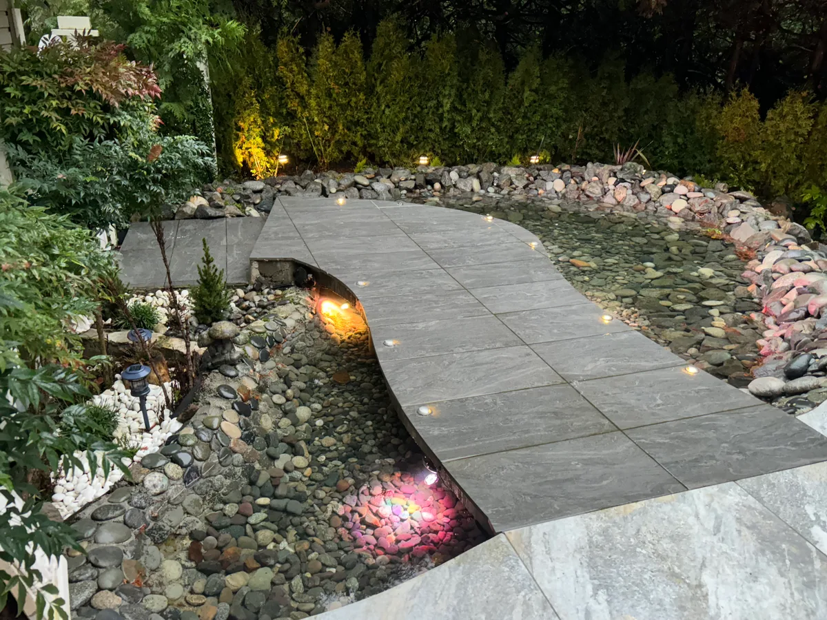 West Vancouver Garden Pond, Paths & Night Lighting, West Vancouver