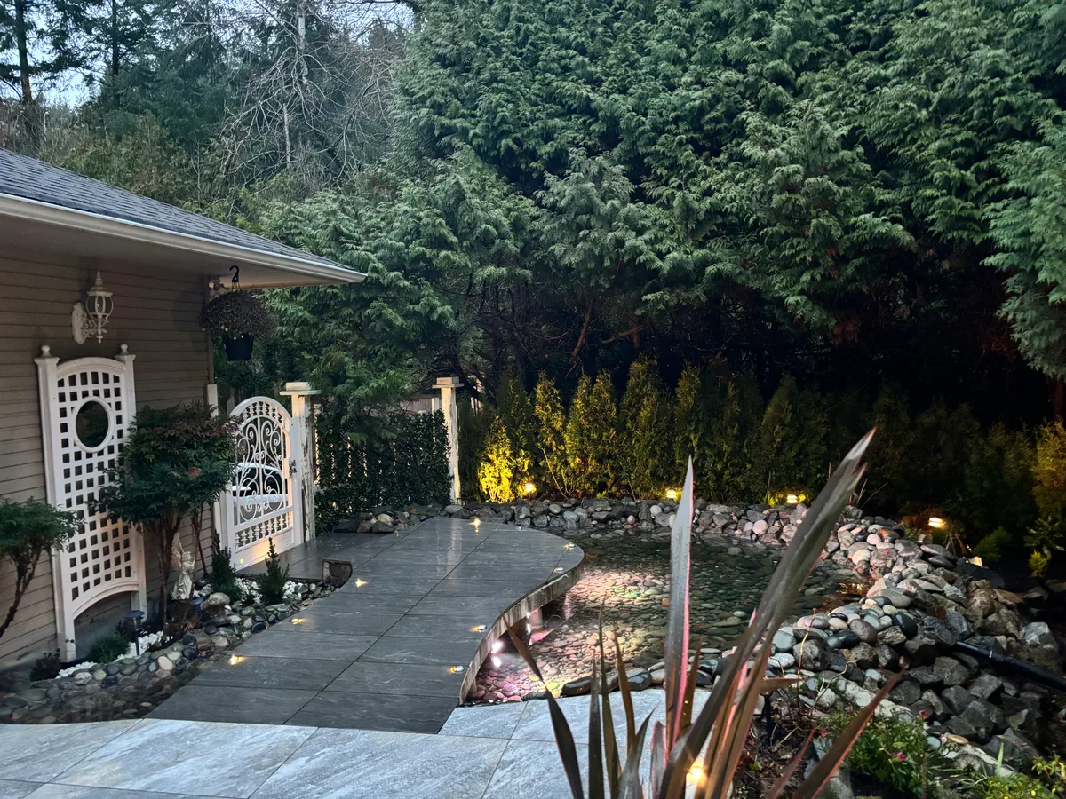 West Vancouver Garden Pond, Paths & Night Lighting, West Vancouver