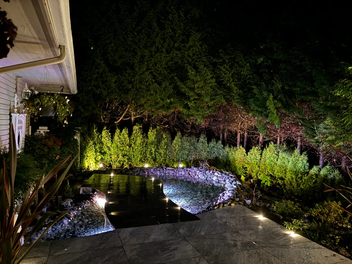 West Vancouver Garden Pond, Paths & Night Lighting, West Vancouver