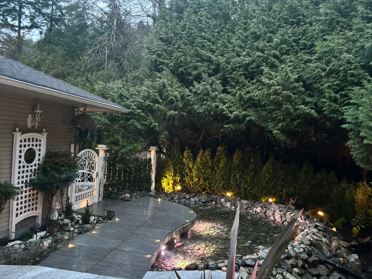 West Vancouver Garden Pond, Paths & Night Lighting, West Vancouver