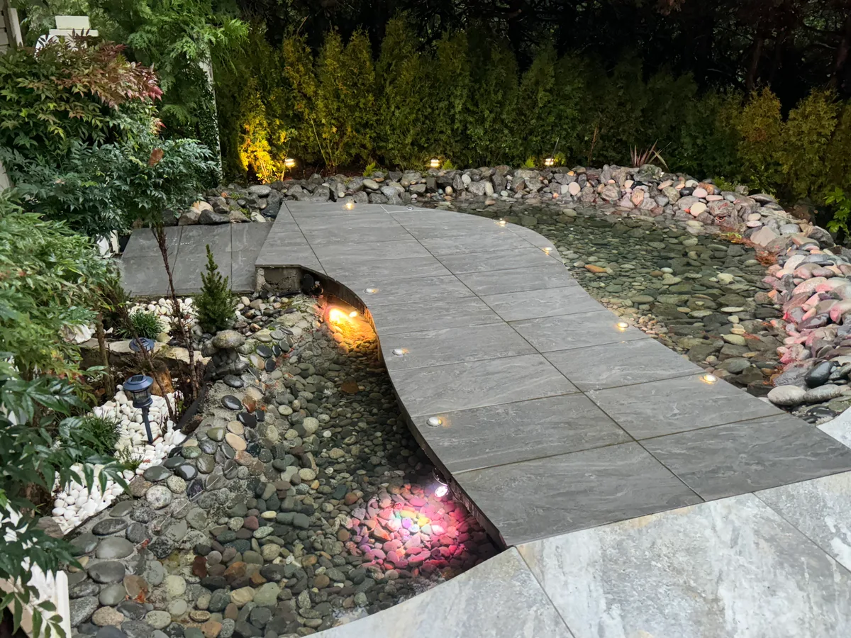 West Vancouver Garden Pond, Paths & Night Lighting, West Vancouver