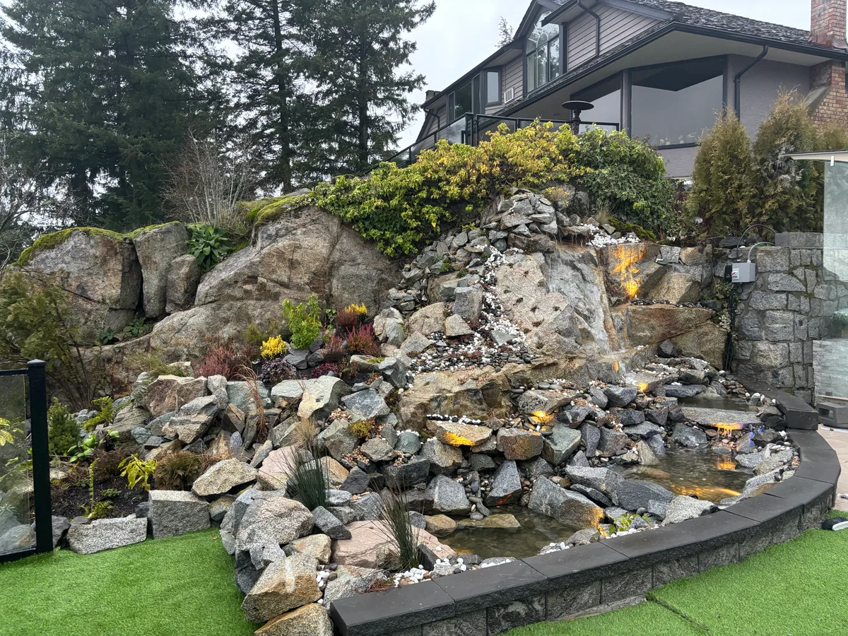 West Vancouver Rock Waterfall & Hillside Hardscape, West Vancouver