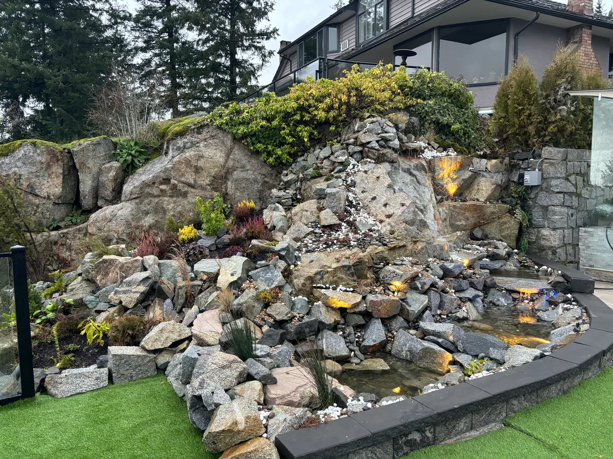 West Vancouver Rock Waterfall & Hillside Hardscape, West Vancouver