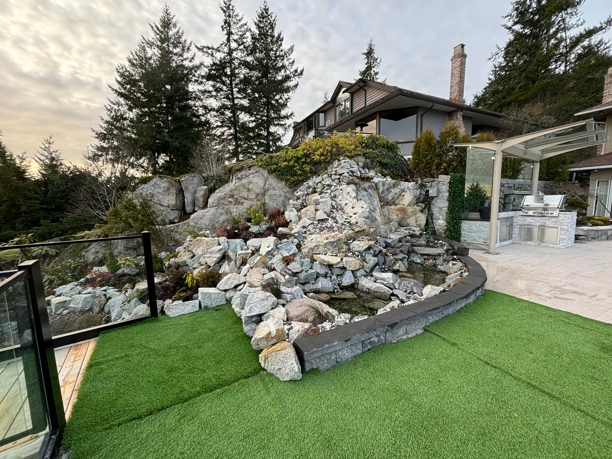 West Vancouver Rock Waterfall & Hillside Hardscape, West Vancouver