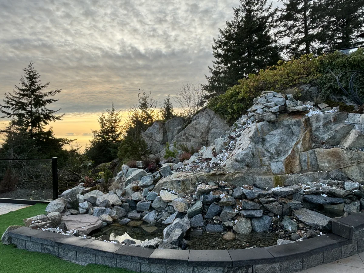 West Vancouver Rock Waterfall & Hillside Hardscape, West Vancouver