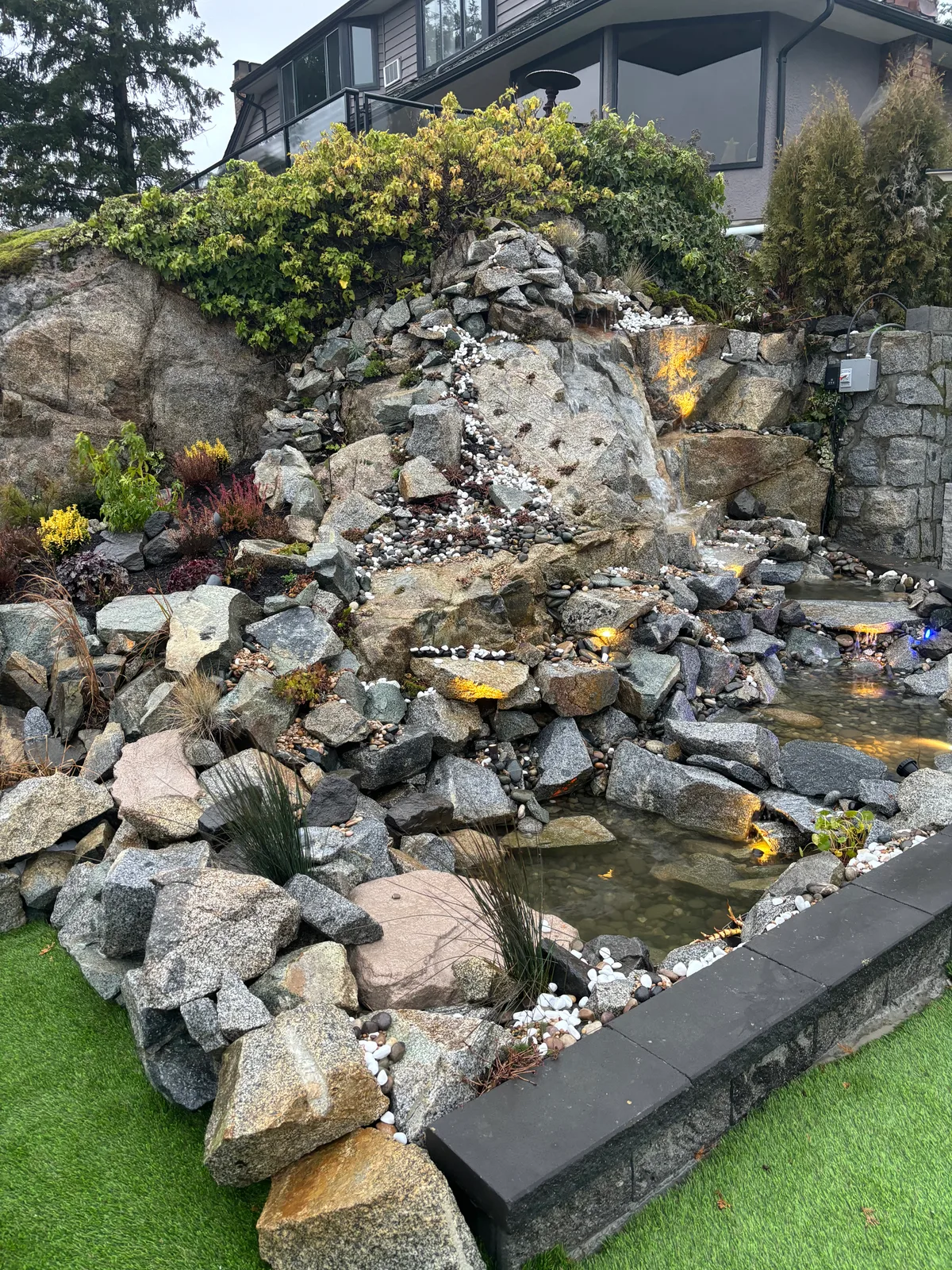 West Vancouver Rock Waterfall & Hillside Hardscape, West Vancouver