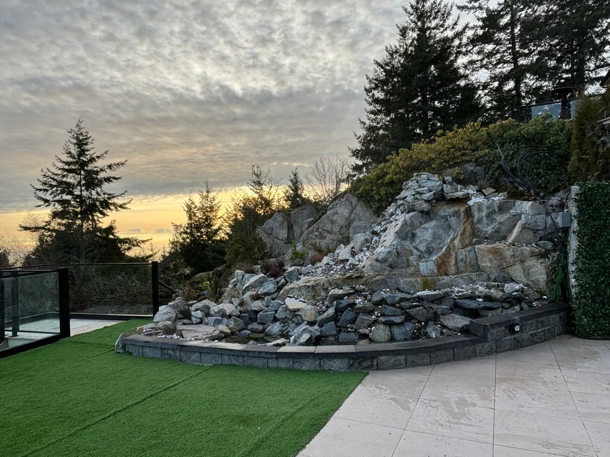 West Vancouver Rock Waterfall & Hillside Hardscape, West Vancouver