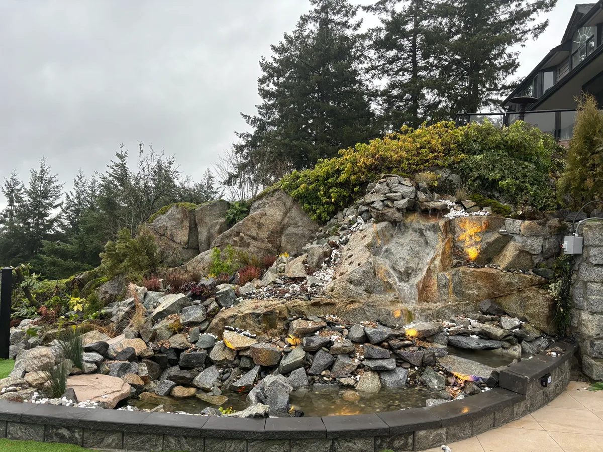 West Vancouver Rock Waterfall & Hillside Hardscape, West Vancouver
