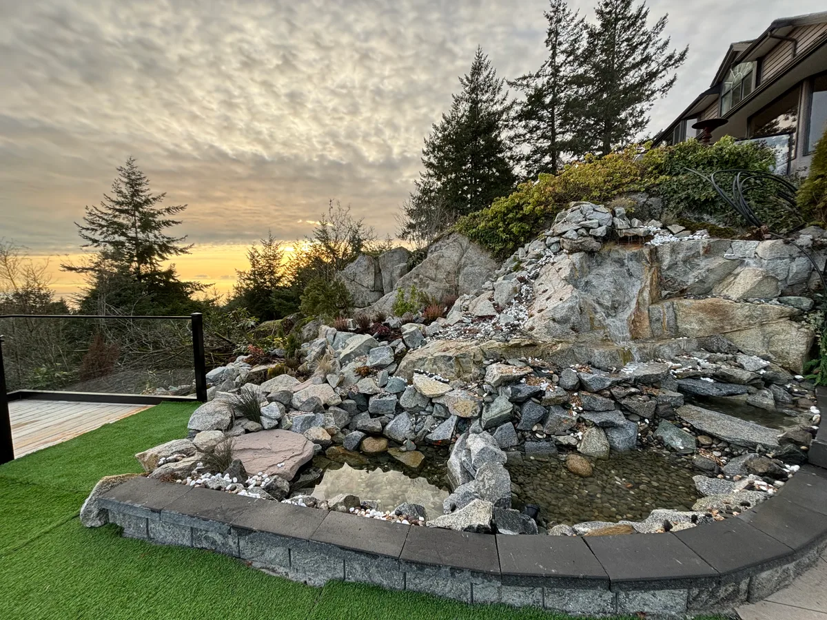 West Vancouver Rock Waterfall & Hillside Hardscape, West Vancouver